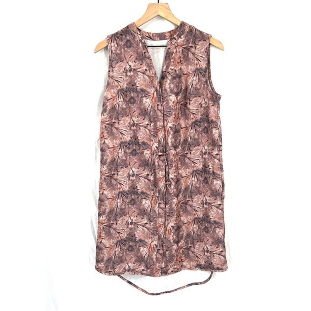 Mondetta performance luxury snap front brown floral outdoor hiking dress light M